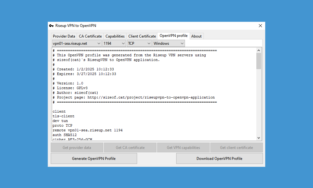 RiseupVPN to OpenVPN