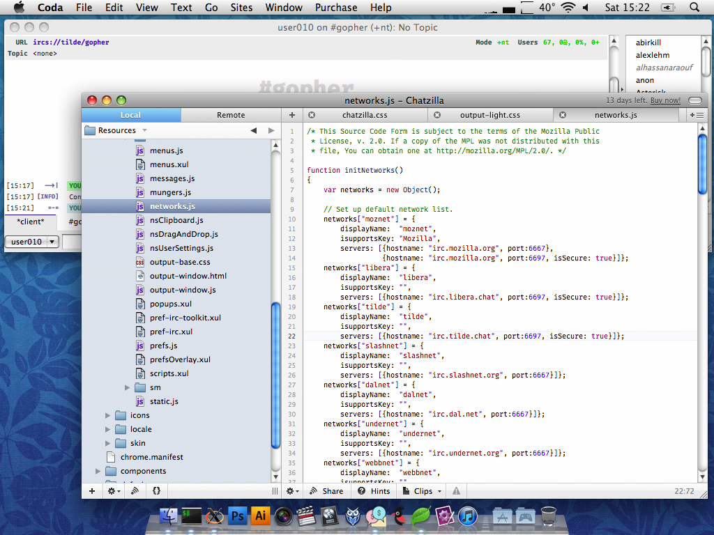 Messing with Chatzilla and Coda