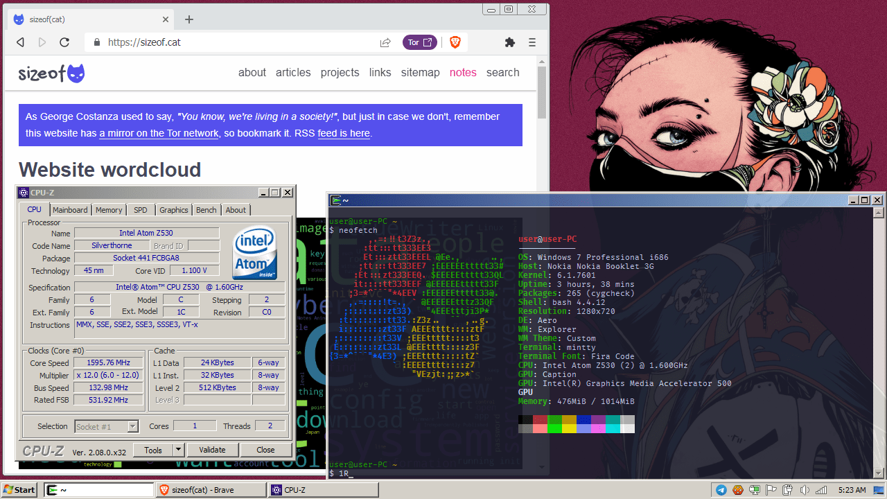 Nokia Booklet running various software