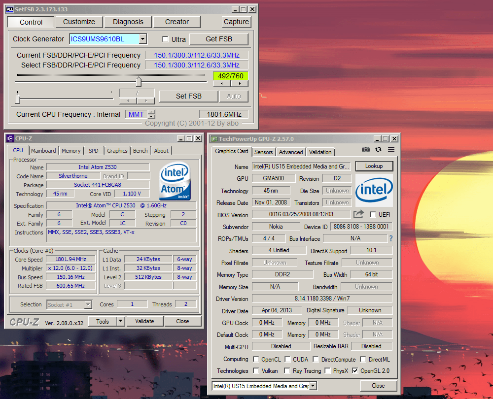 Overclocking the Atom Z530 CPU